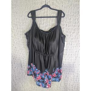 Nwt Swimsuits For All Black And Floral Swim‎ Top Size 40